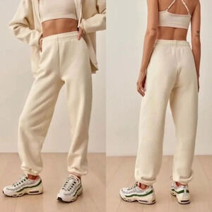 Reformation Jeans Light Butter Yellow Boyfriend Sweatpants Loungewear XL B965